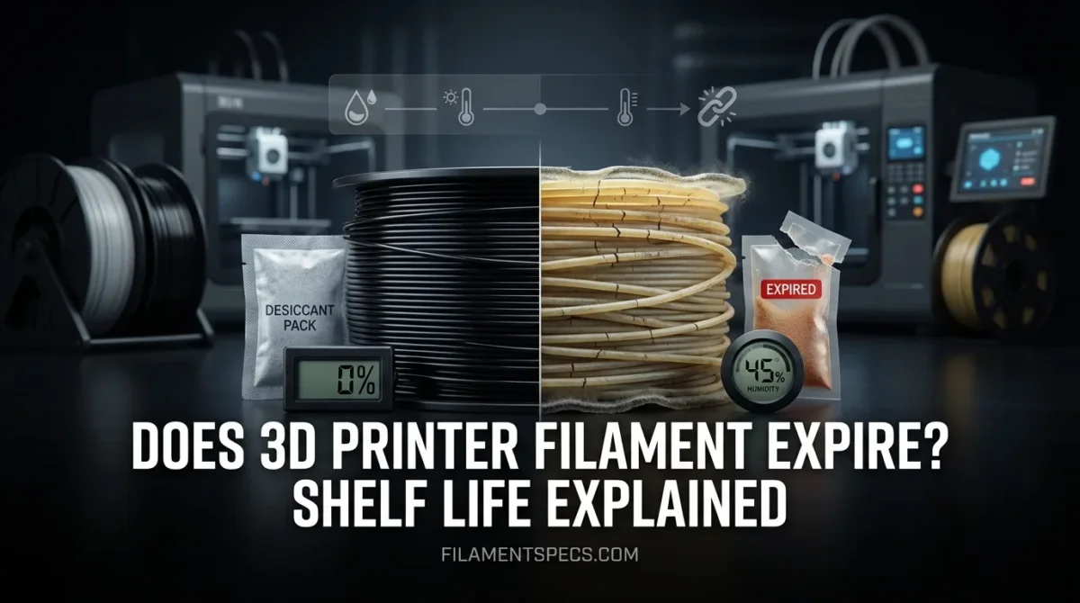 A spool of 3D printer filament next to a box of filament storage containers.