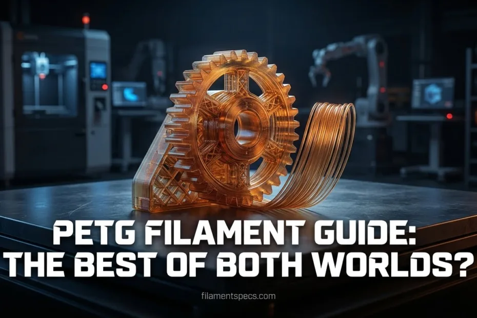 A spool of PETG filament in a 3D printing setup for the PETG filament guide.