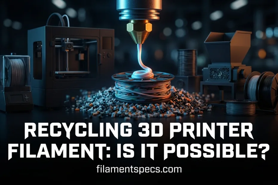 A 3D printer with melted filament ready for recycling process.