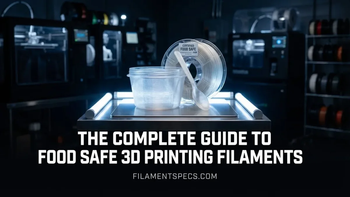 A spool of food safe filament on a 3D printer with printed dessert containers.