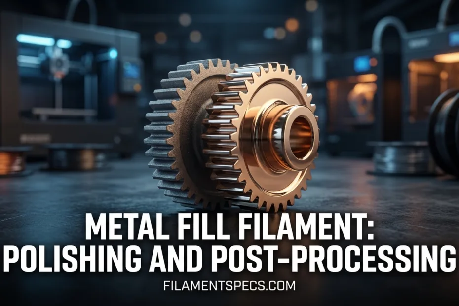 A metal fill filament print part with smooth, shiny surface after polishing and post-processing.