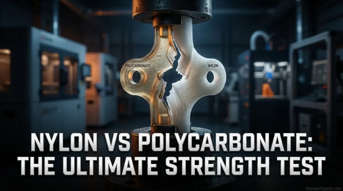 Nylon and polycarbonate materials are fused in a strength test, with a drill bit drilled through.