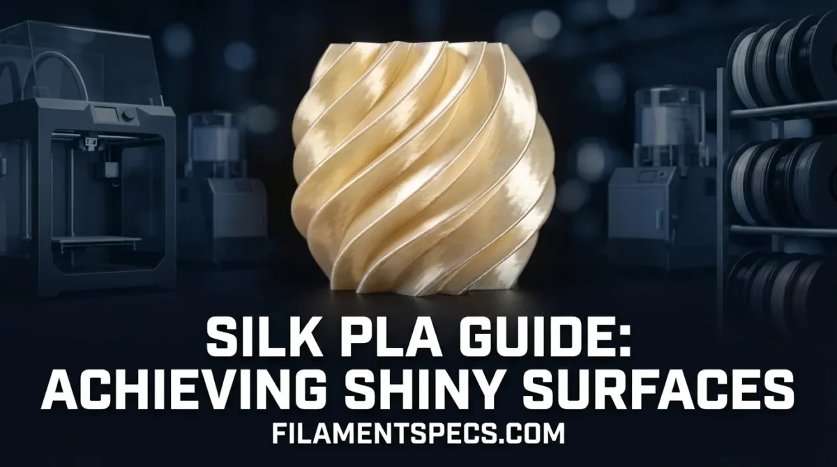 A shiny Silk PLA filament spool with a smooth, glossy surface.