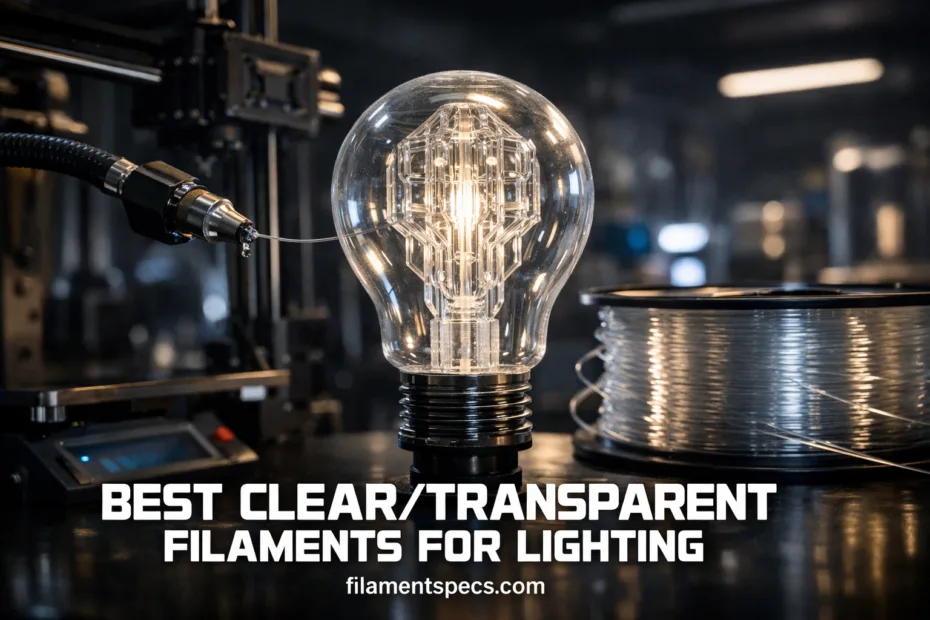 A clear filament bulb glows warmly, showcasing the best transparent filament for lighting.