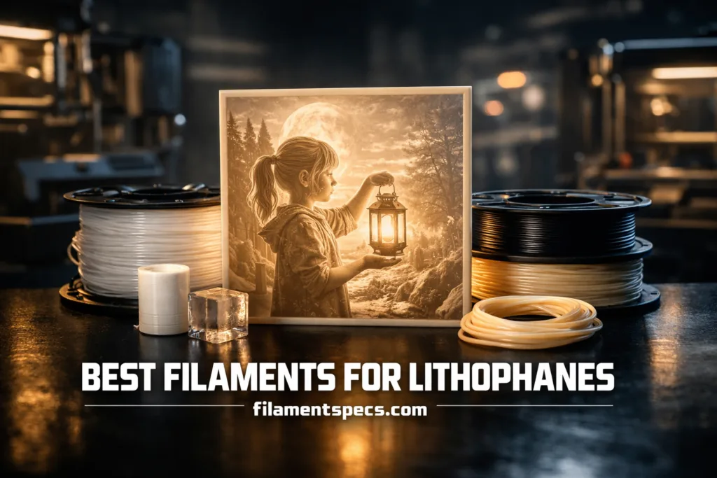 Close-up of a lit lithophane showing detailed image detail on the filament surface.