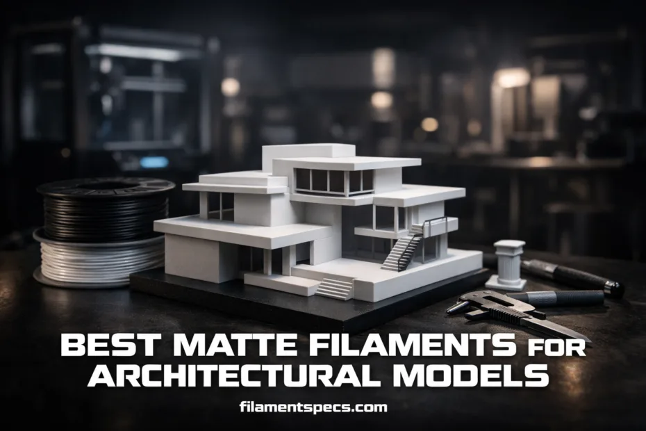 Close-up of a white architectural model made with the best matte filament, emphasizing surface texture.