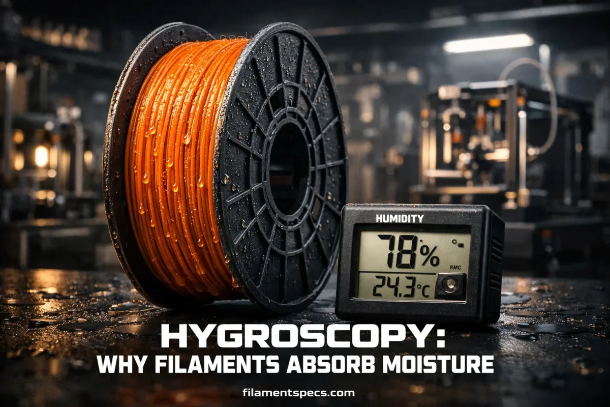 Close-up of a filament absorbing moisture, illustrating hygroscopy in action.