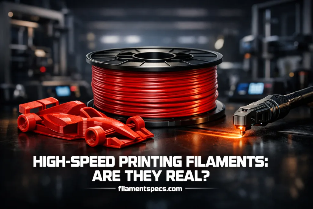 High-speed printing filament spools used in fast 3D printing processes for efficient production.