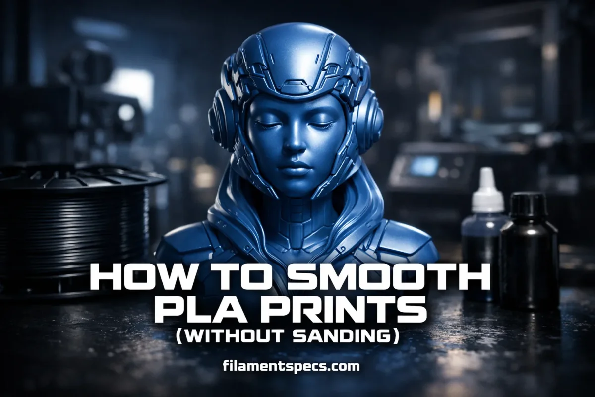 A 3D printer nozzle printing a smooth layer on a PLA model without sanding.