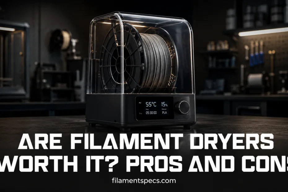 A filament dryer used to keep 3D printing filaments dry and prevent print issues, making it a useful tool for enthusiasts.