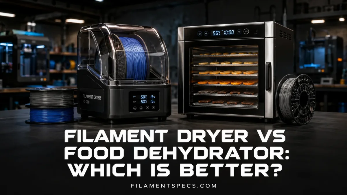 Comparison between filament dryer and food dehydrator showing their differences, helping you choose the best for your needs.