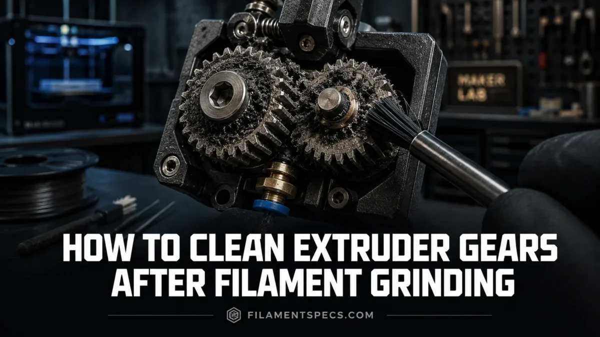 Guide on cleaning extruder gears after filament grinding for smoother 3D printing performance.