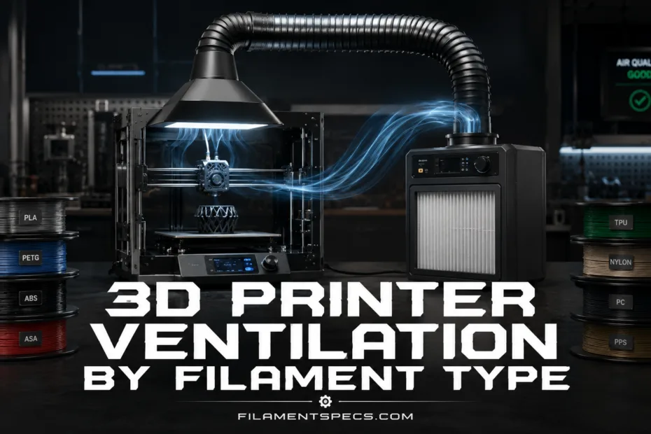 3D printer ventilation system optimized for different filament types to ensure safe and efficient printing.