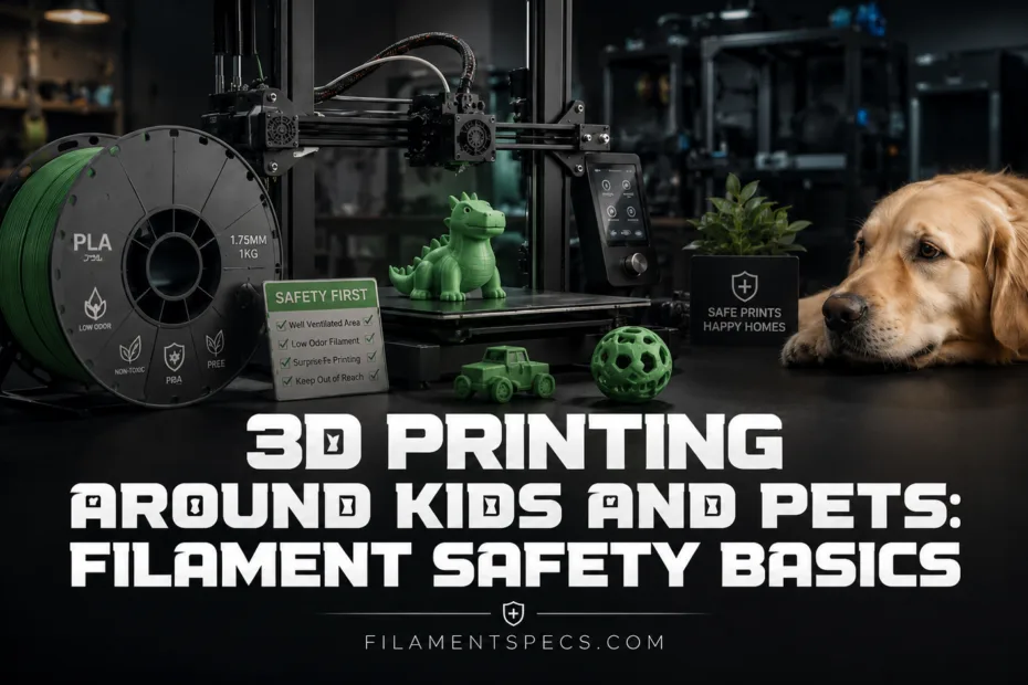 3D printing around kids and pets emphasizes filament safety tips to prevent accidents and ensure a safe environment.