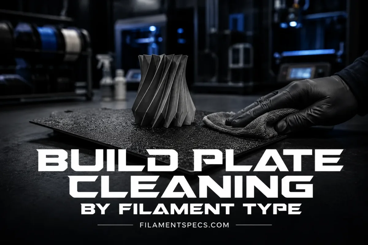 Build plate cleaning tips tailored to filament type for better 3D printing results.