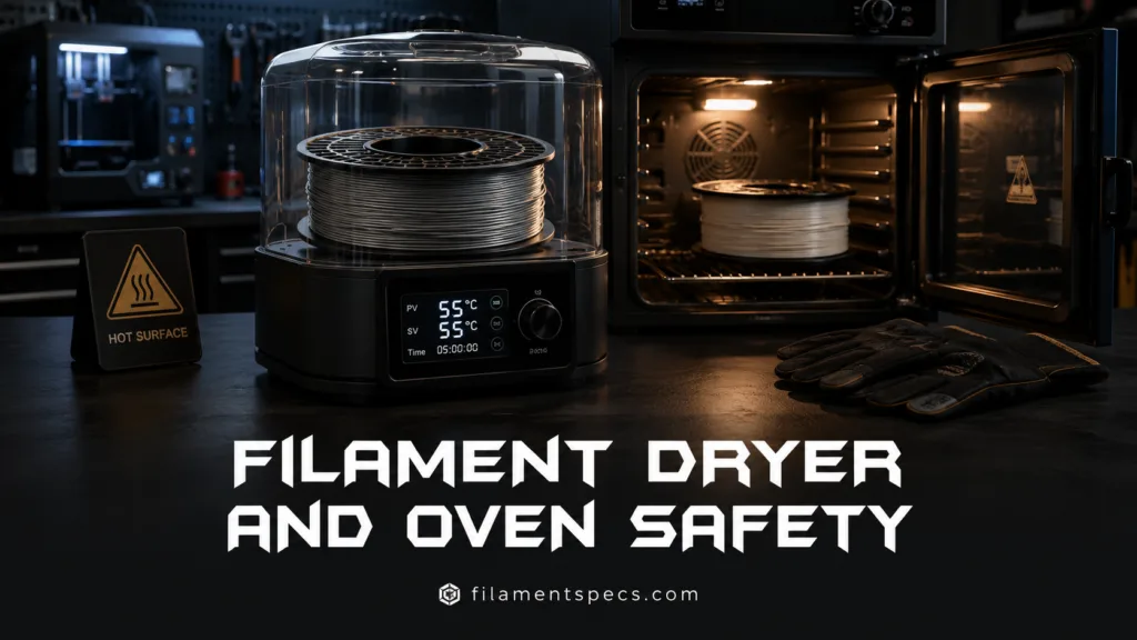 Filament dryer and oven safety ensure proper handling and prevent accidents during 3D printing filament management.