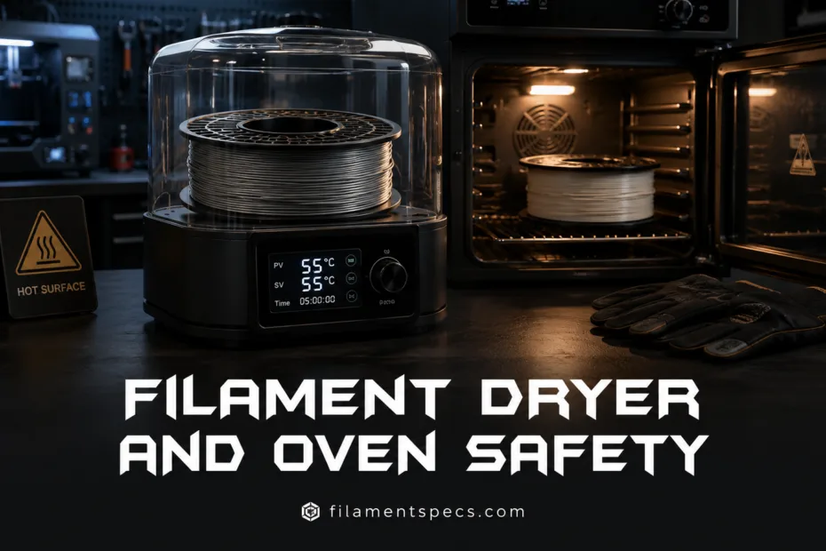 Filament dryer and oven safety ensure proper handling and prevent accidents during 3D printing filament management.