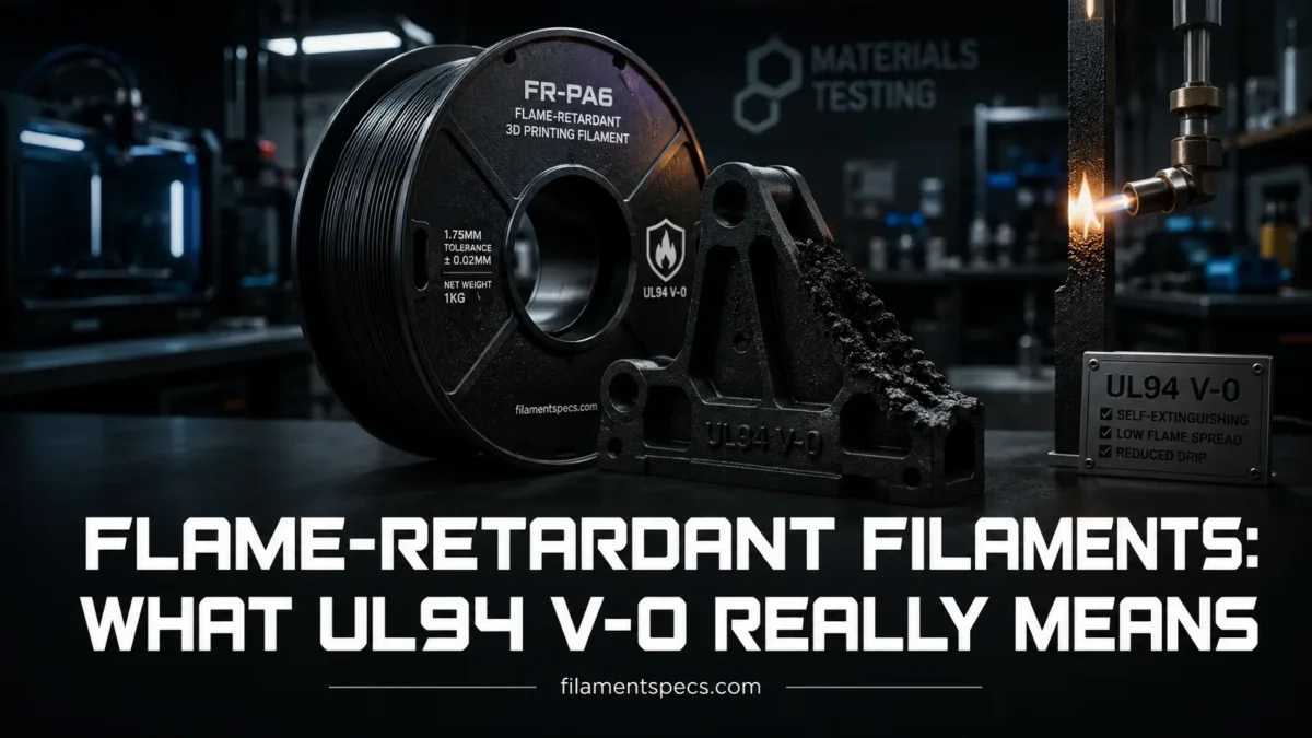 Close-up of flame-retardant filaments testing machine demonstrating UL94 V-0 flame retardancy standards
