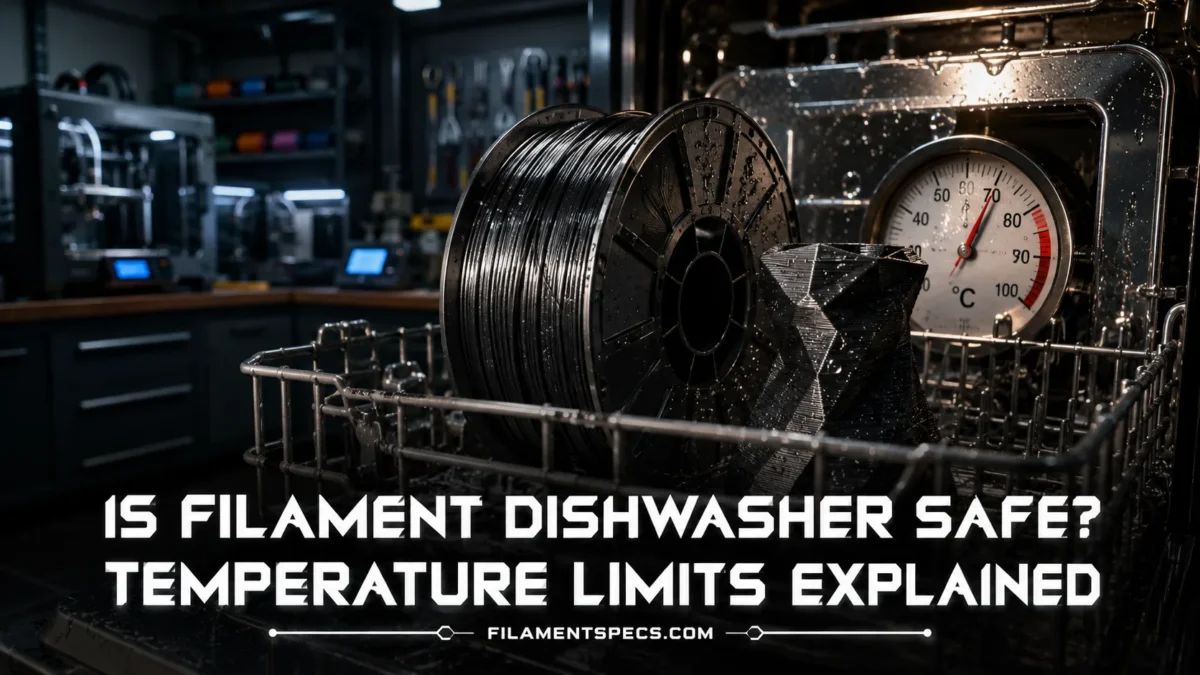 Filament being tested for dishwasher safety with temperature limits explained for 3D printed items.