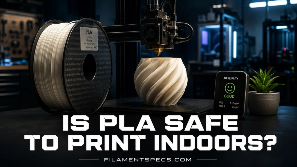 Proper safety measures for printing with PLA indoors, ensuring a safe and clean environment with minimal fumes.