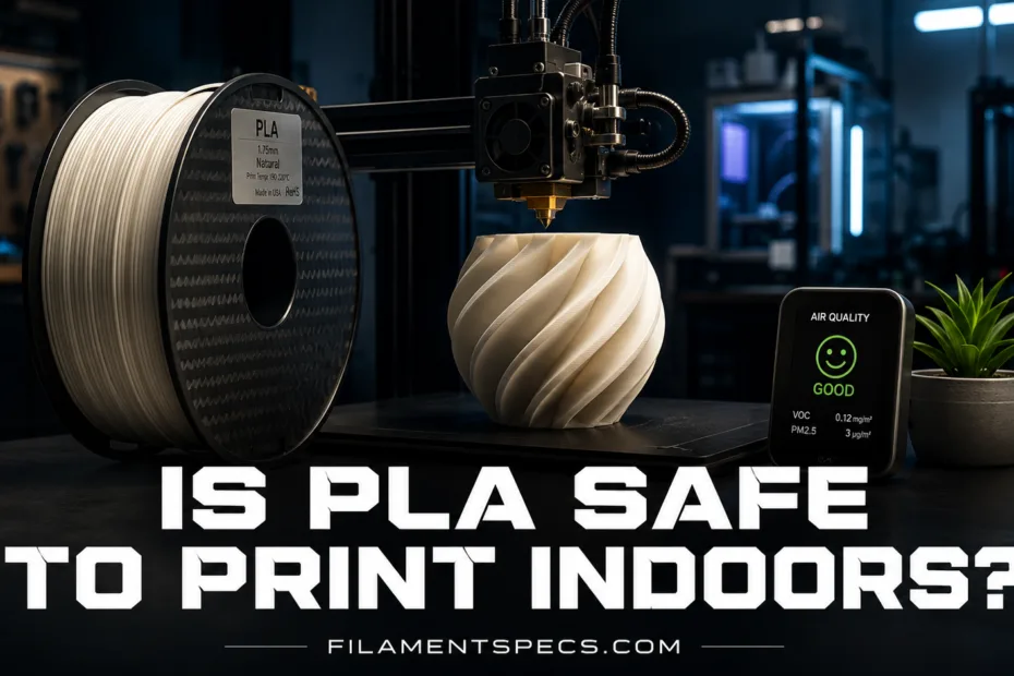 Proper safety measures for printing with PLA indoors, ensuring a safe and clean environment with minimal fumes.