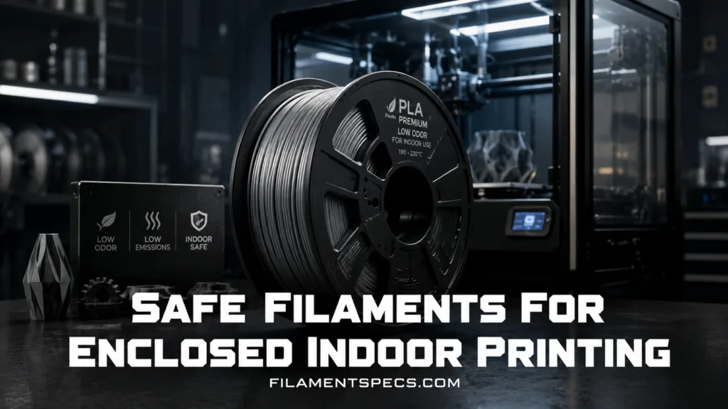 Colorful 3D printer filament spools suitable for safe enclosed indoor printing environments.