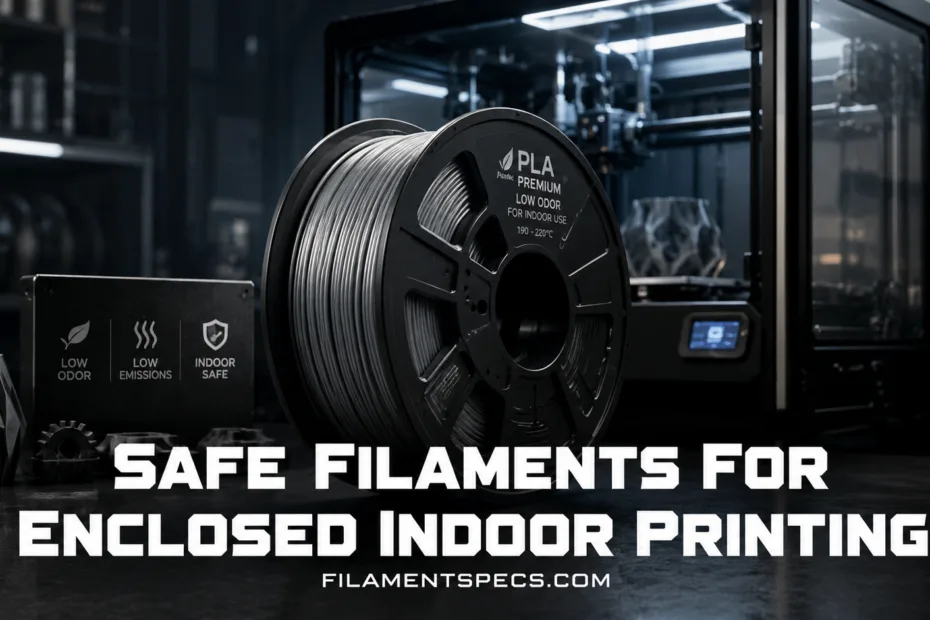 Colorful 3D printer filament spools suitable for safe enclosed indoor printing environments.