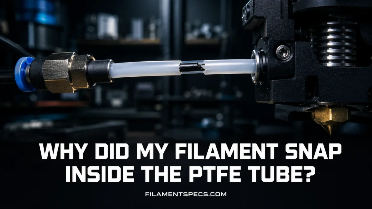 Explains common reasons why filament snaps inside the PTFE tube during 3D printing.