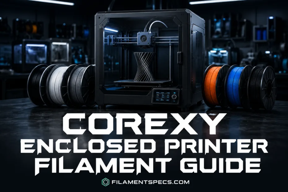 CoreXY enclosed printer filament guide helps keep filament organized and protected for consistent 3D printing results.