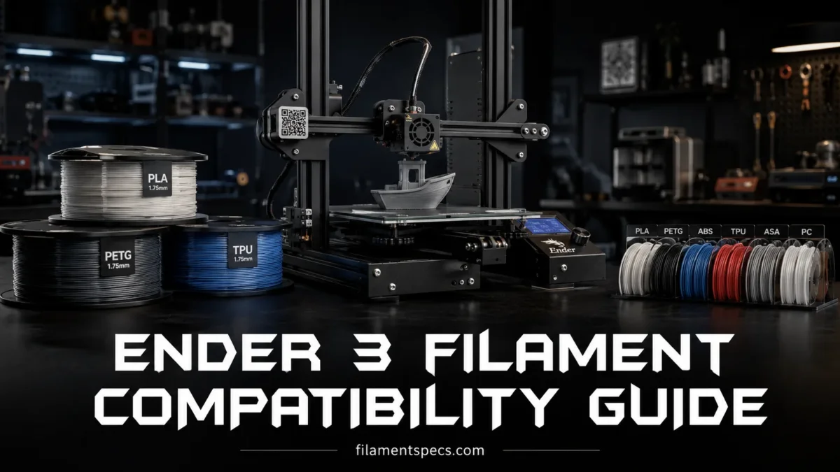 Ender 3 filament compatibility guide showcases different compatible filament types for 3D printing on this popular printer.