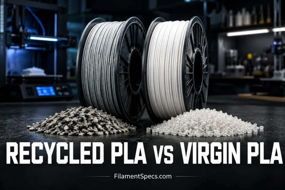 Recycled PLA vs Virgin PLA: a comparison of biodegradable plastics used in sustainable packaging and 3D printing.
