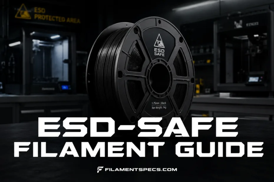 ESD-safe filament guide helps ensure safe 3D printing with anti-static filament for sensitive electronics.