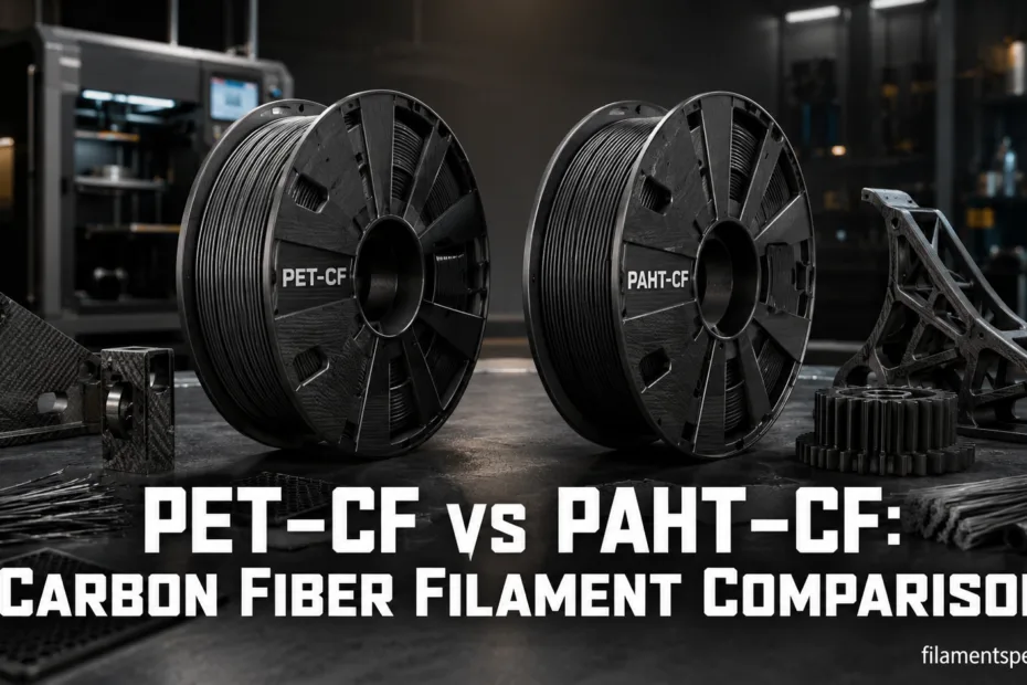Comparison of PET-CF and PAHT-CF carbon fiber filaments for 3D printing in durable and lightweight applications