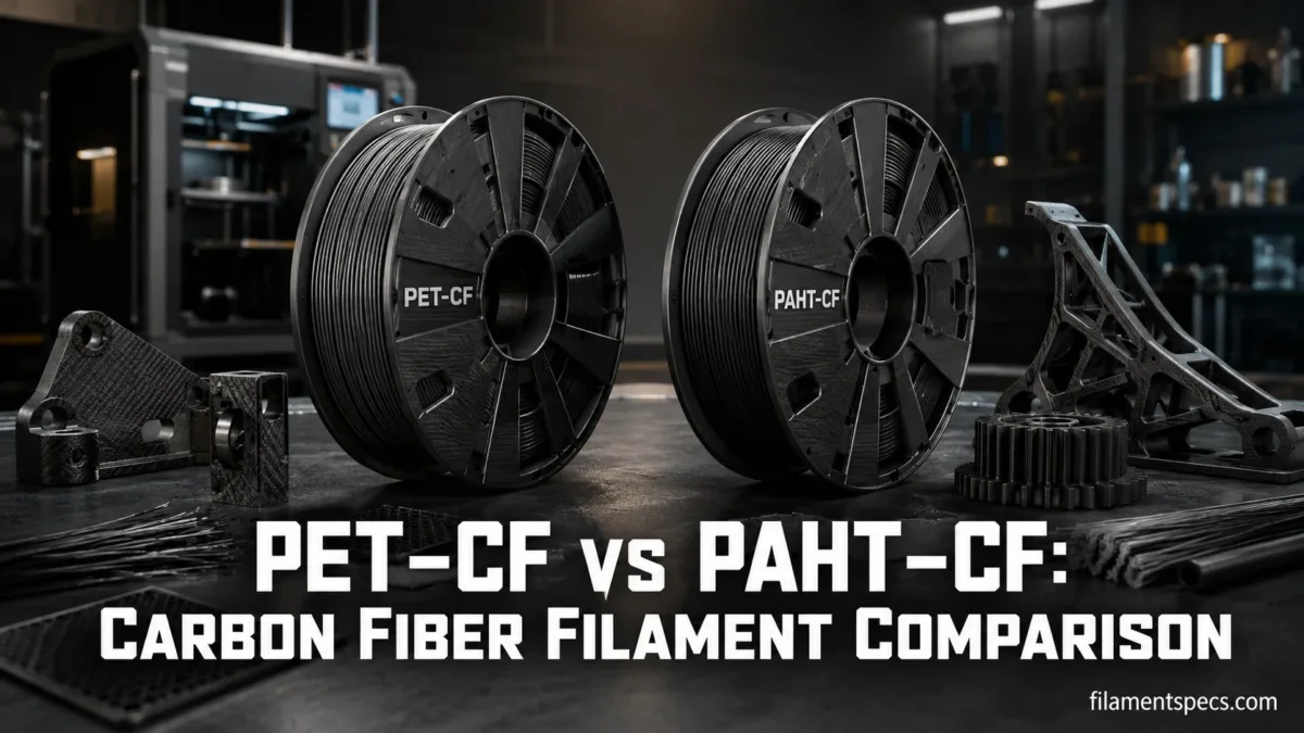 Comparison of PET-CF and PAHT-CF carbon fiber filaments for 3D printing in durable and lightweight applications
