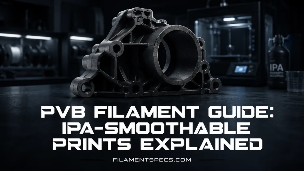 PVB filament guide showcases IPA-smoothable prints for easy post-processing in 3D printing.