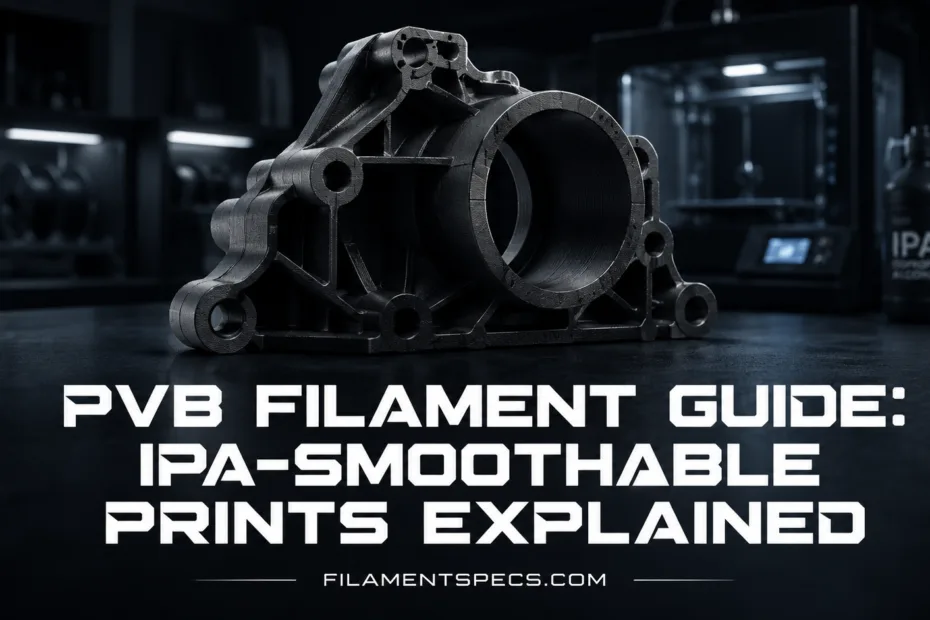 PVB filament guide showcases IPA-smoothable prints for easy post-processing in 3D printing.