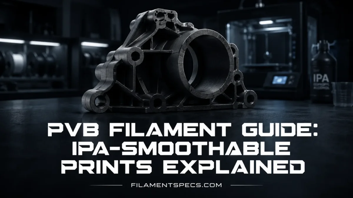 PVB filament guide showcases IPA-smoothable prints for easy post-processing in 3D printing.