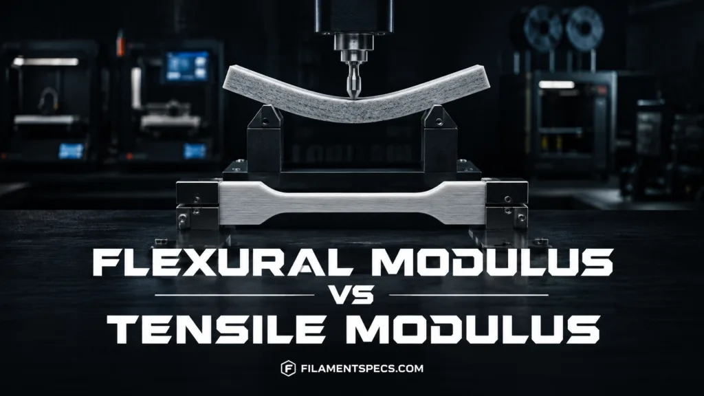 Comparison of flexural modulus versus tensile modulus showing different material stiffness properties