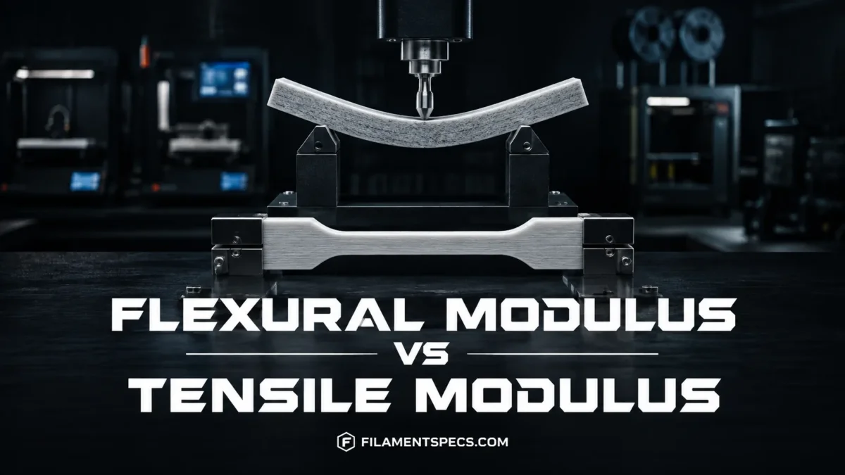 Comparison of flexural modulus versus tensile modulus showing different material stiffness properties
