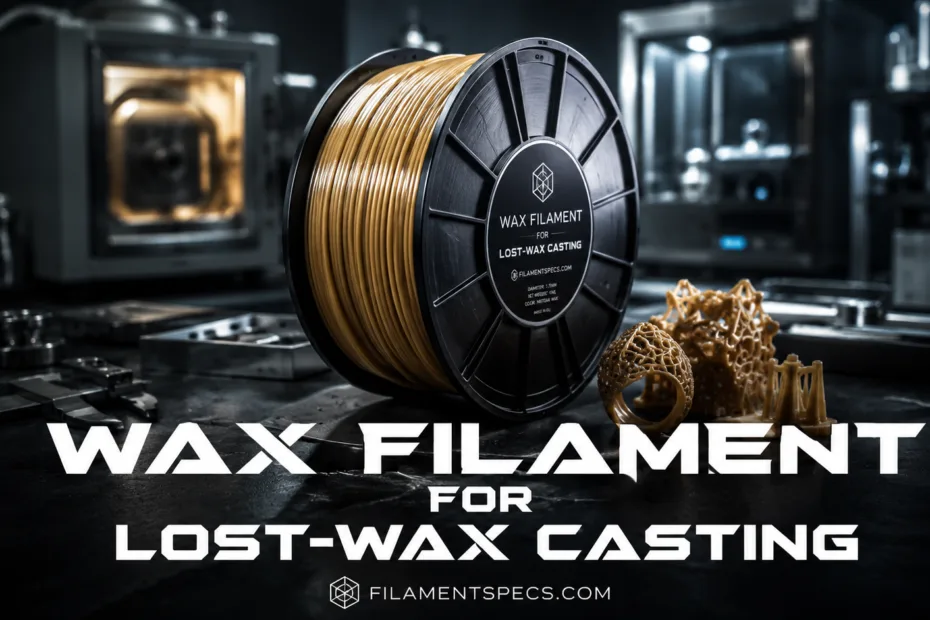 Wax filament for lost-wax casting used in precise jewelry and sculpture making processes.