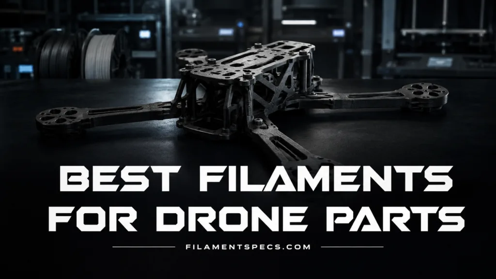 Best filaments for drone parts showing various 3D printing materials used in drone manufacturing.