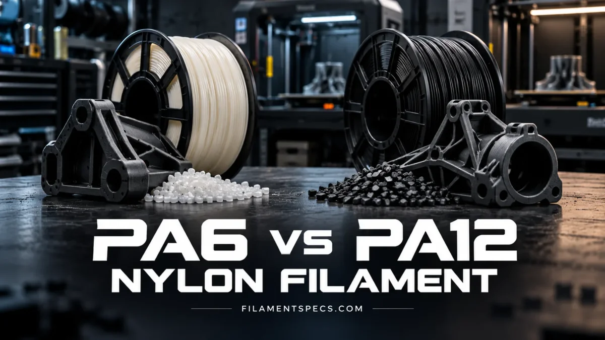 PA6 vs PA12 nylon filament comparison showing different filament types for 3D printing.